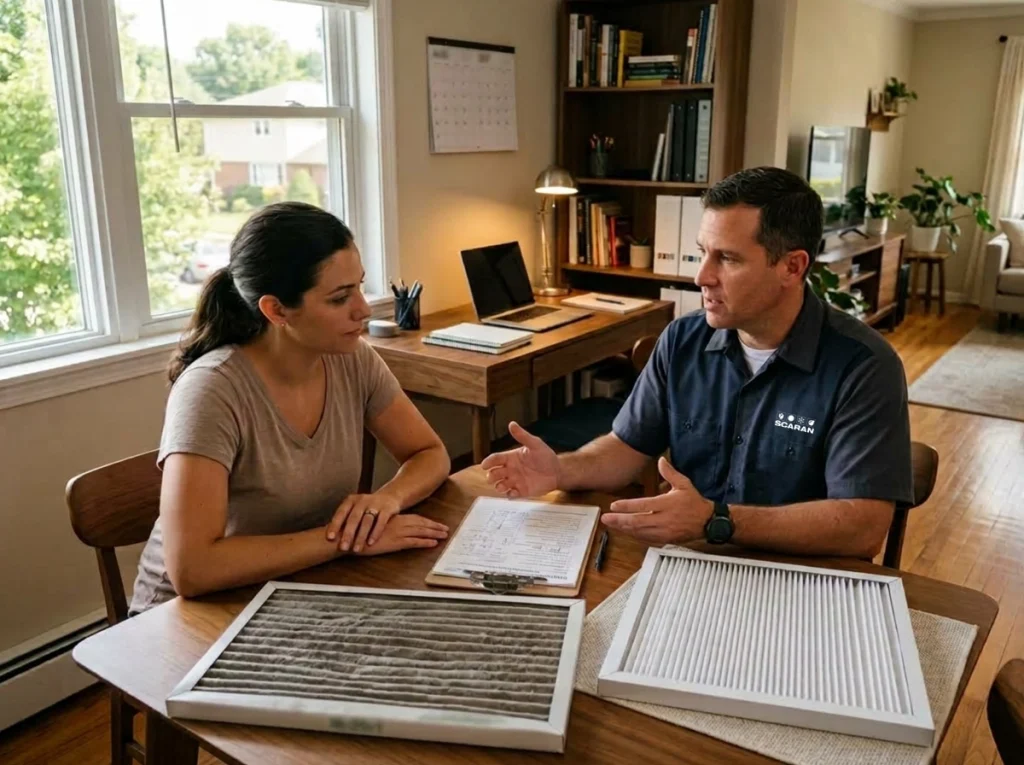 Staten Island homeowner reviewing indoor air quality before the fall routine
